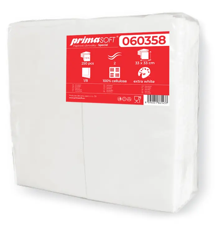 10 – Servietten primaSoft Spezial, 250 Stück (Lagerbestand 1/8), 33 x 33 cm, 2-lagig, weiß